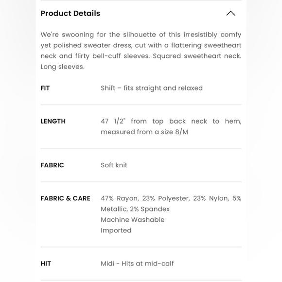 🫐NWT🫐 Loft Ribbed Trumpet Sleeve Midi Sweater dress - Picture 9 of 9